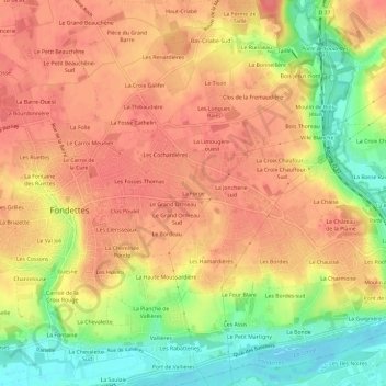 Mappa topografica La Forge, altitudine, rilievo