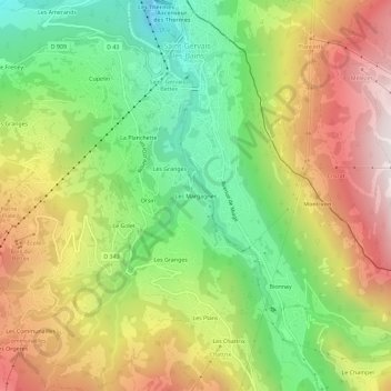 Mappa topografica Les Margagnes, altitudine, rilievo