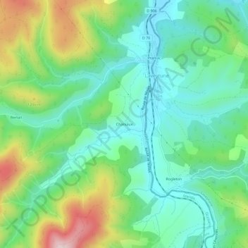Mappa topografica Chaniaux, altitudine, rilievo