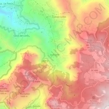 Mappa topografica La Culata, altitudine, rilievo