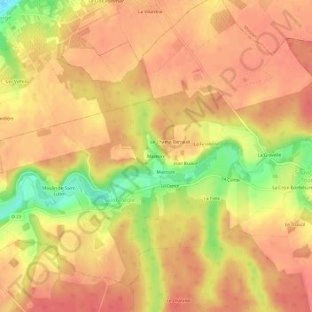 Mappa topografica Mazeure, altitudine, rilievo