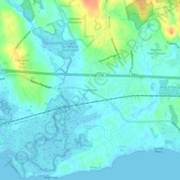 Mappa topografica East River, altitudine, rilievo