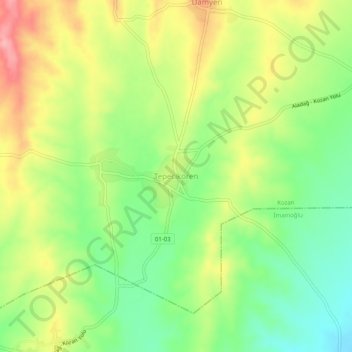 Mappa topografica Tepecikören, altitudine, rilievo