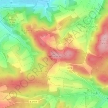 Mappa topografica Ziegenküppel, altitudine, rilievo