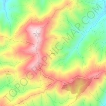Mappa topografica Açor, altitudine, rilievo