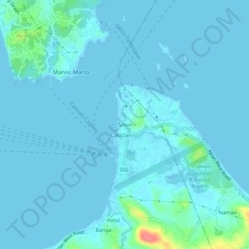 Mappa topografica Tabon, altitudine, rilievo