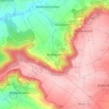 Mappa topografica Rohrbach, altitudine, rilievo