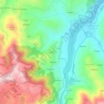 Mappa topografica Ceretolo, altitudine, rilievo