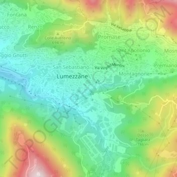 Mappa topografica Rucca, altitudine, rilievo