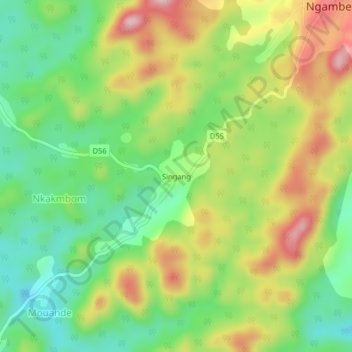 Mappa topografica Singang, altitudine, rilievo