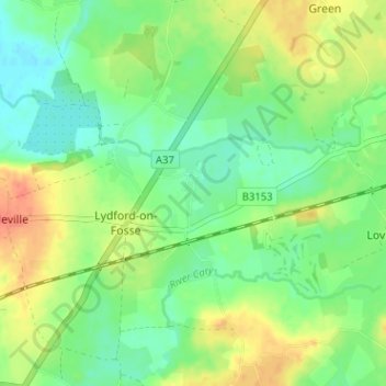 Mappa topografica East Lydford, altitudine, rilievo