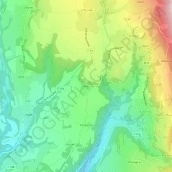Mappa topografica Poisieu, altitudine, rilievo