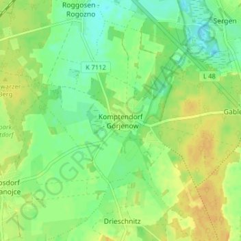 Mappa topografica Komptendorf, altitudine, rilievo