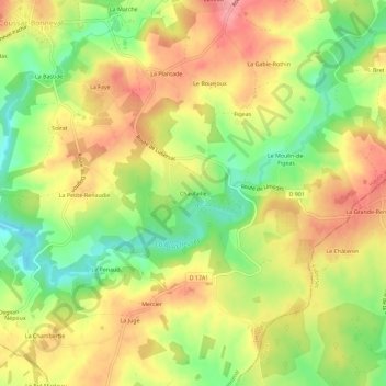 Mappa topografica Chaufaille, altitudine, rilievo