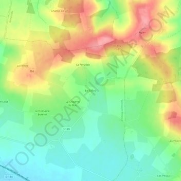 Mappa topografica Le Sallay, altitudine, rilievo