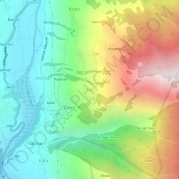 Mappa topografica Soil, altitudine, rilievo