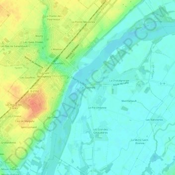 Mappa topografica Les Tuileries, altitudine, rilievo