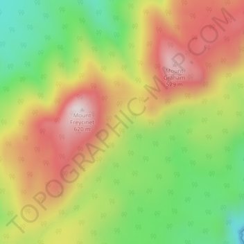 Mappa topografica Freycinet Peninsula, altitudine, rilievo