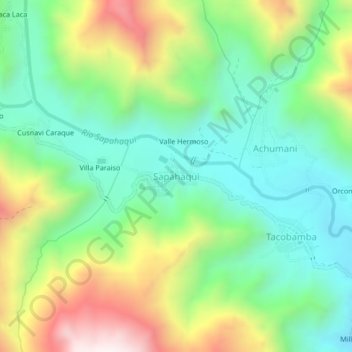 Mappa topografica Sapahaqui, altitudine, rilievo