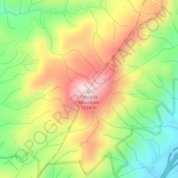 Mappa topografica Buffalo Mountain, altitudine, rilievo