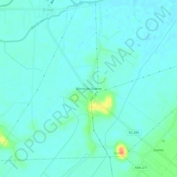 Mappa topografica Morro do Soares, altitudine, rilievo