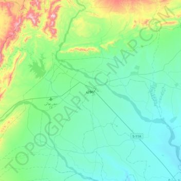Mappa topografica Bannu, altitudine, rilievo