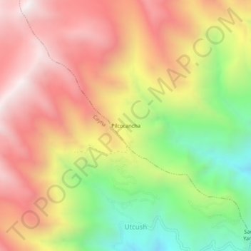 Mappa topografica Pilcocancha, altitudine, rilievo