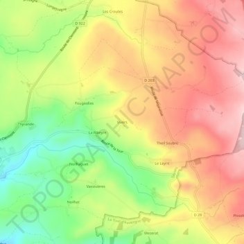 Mappa topografica Vivers, altitudine, rilievo
