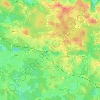 Mappa topografica Flaujac-Haut, altitudine, rilievo