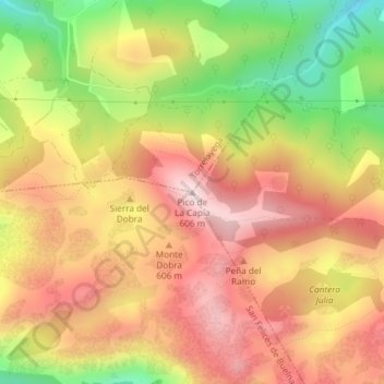 Mappa topografica Pico de La Capía, altitudine, rilievo