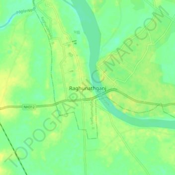 Mappa topografica Raghunathganj, altitudine, rilievo