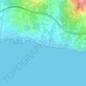 Mappa topografica Algarrobo-Costa, altitudine, rilievo