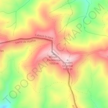 Mappa topografica Bonales Occidental, altitudine, rilievo