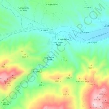 Mappa topografica Los Vegas, altitudine, rilievo