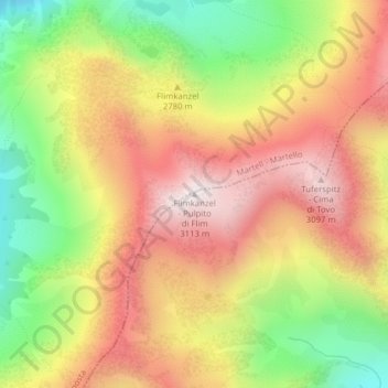 Mappa topografica Flimkanzel - Pulpito di Flim, altitudine, rilievo