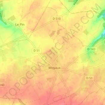 Mappa topografica Beauchamp, altitudine, rilievo