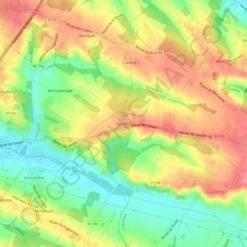 Mappa topografica Goulard, altitudine, rilievo