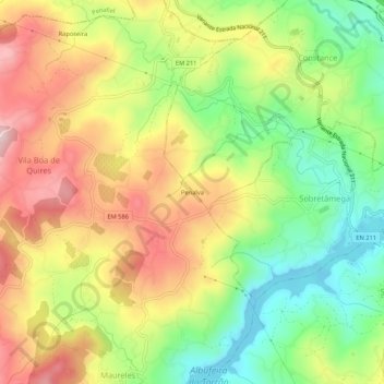 Mappa topografica Penalva, altitudine, rilievo