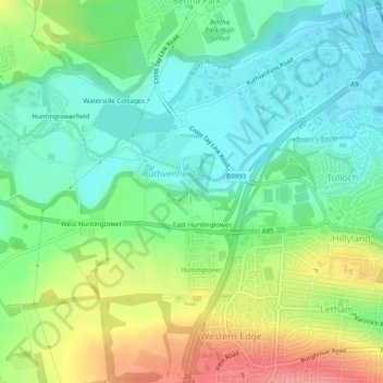 Mappa topografica St. Conval's Well, altitudine, rilievo