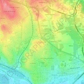Mappa topografica Montimaran, altitudine, rilievo