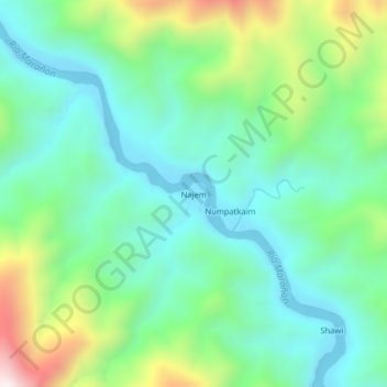 Mappa topografica Najem, altitudine, rilievo