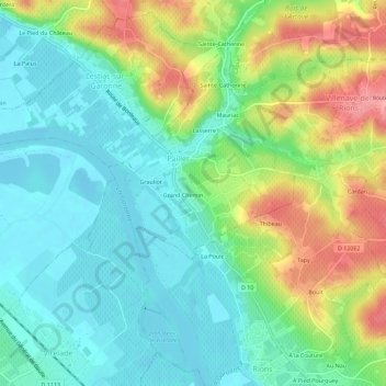 Mappa topografica Font Darlan, altitudine, rilievo