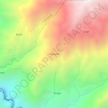 Mappa topografica Huarumo, altitudine, rilievo