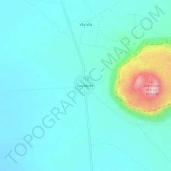 Mappa topografica San Martin, altitudine, rilievo
