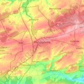 Mappa topografica Philippeville, altitudine, rilievo