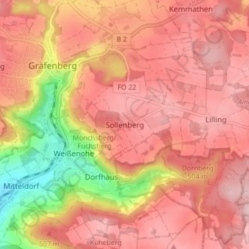 Mappa topografica Sollenberg, altitudine, rilievo