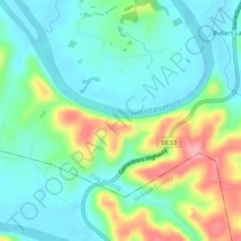 Mappa topografica Seven Sisters Bluff, altitudine, rilievo