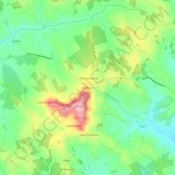 Mappa topografica Gautouil, altitudine, rilievo