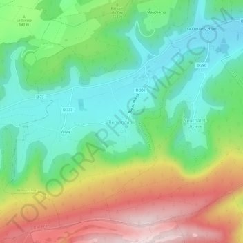 Mappa topografica Rémondans, altitudine, rilievo