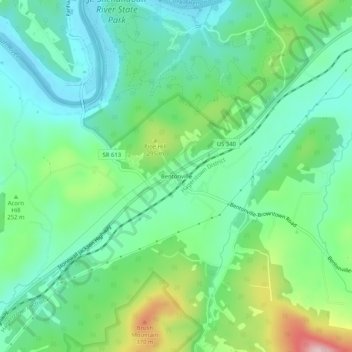 Mappa topografica Bentonville, altitudine, rilievo